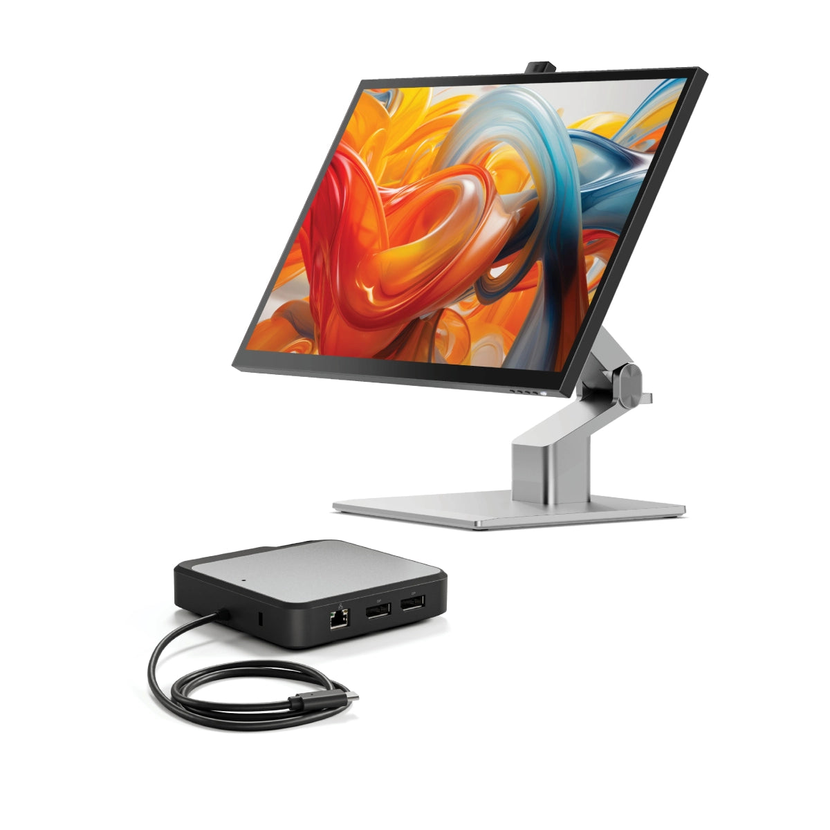 Clarity Fold Touch 27" 4K UHD Monitor with 65W Power Delivery, Webcam, Touchscreen & Fold Stand + Dual 4K Universal Docking Station - DisplayPort Edition