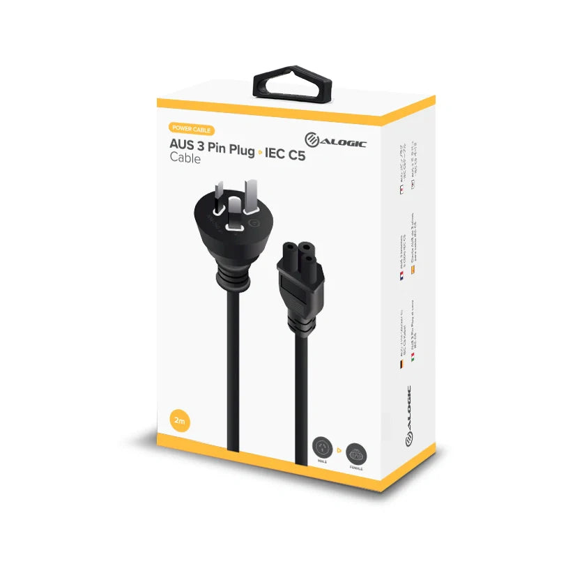 2m AUS 3 Pin Plug to IEC C5 Power Cable
