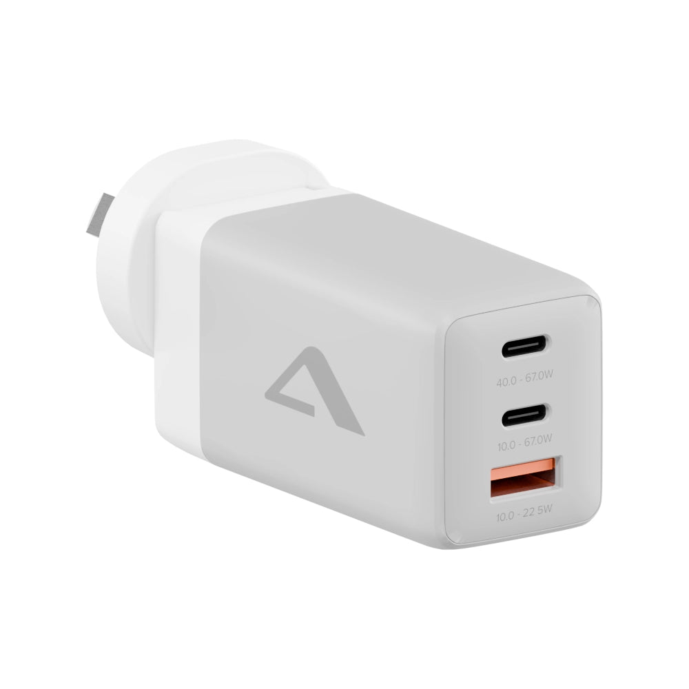 3 Port 67W Rapid Power Multi Country GaN Charger – with USB-C Charging Cable, Travel Case and International Plugs