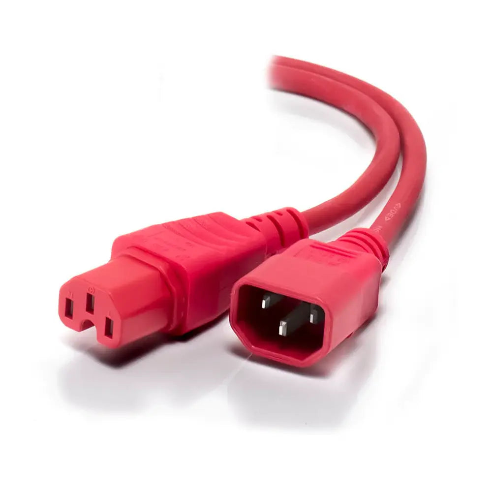 IEC C14 to IEC C15 High Temperature - Male to Female - 0.5m - Red