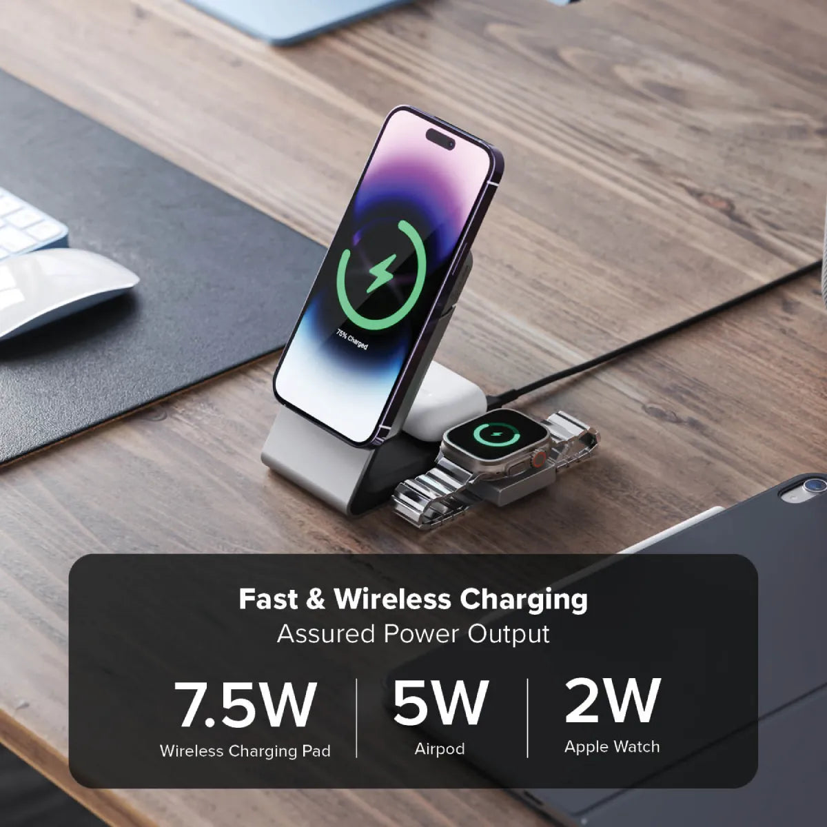 Matrix 3-In-1 Universal Magnetic Charging Dock with Apple Watch Charger