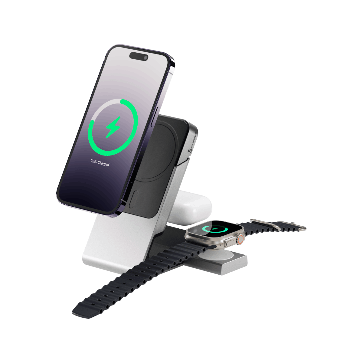 Matrix+ 3-in-1 Magnetic Charging Dock with 5000mAH Wireless Power Bank & 30W Multi Country Power Adapter