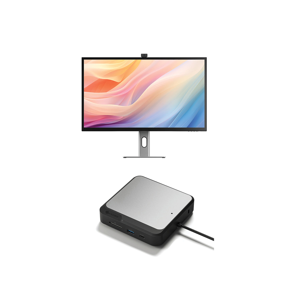 Clarity Max Pro 32" UHD 4K Monitor with USB-C Power Delivery and Webcam + Dual 4K Universal Docking Station Ð DisplayPort Edition