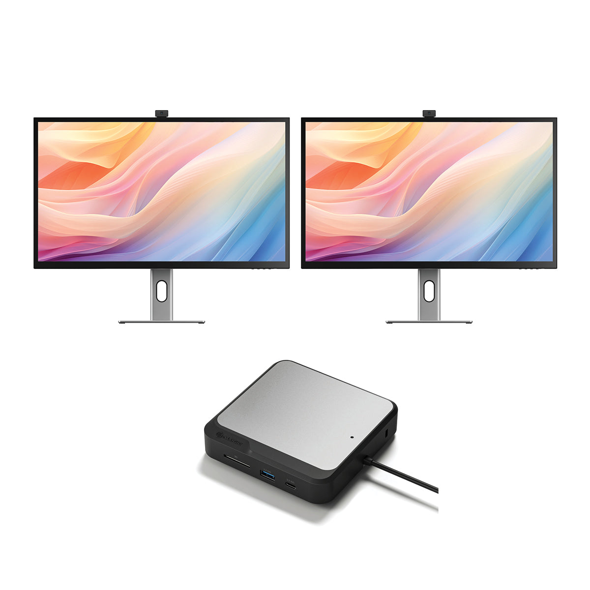 Clarity Max Pro 32" UHD 4K Monitor with USB-C Power Delivery and Webcam (Pack of 2) + Dual 4K Universal Docking Station Ð HDMI Edition