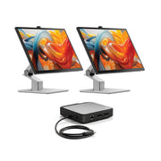 Clarity Fold Touch 27" 4K UHD Monitor with 65W Power Delivery, Webcam, Touchscreen & Fold Stand (Pack of 2) + Dual 4K Universal Docking Station - DisplayPort Edition