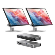 Clarity Fold Touch 32" 4K UHD Monitor with 65W Power Delivery, Webcam, Touchscreen & Fold Stand (Pack of 2) + DX2 Dual 4K Display Universal Docking Station - with 65W Power Delivery