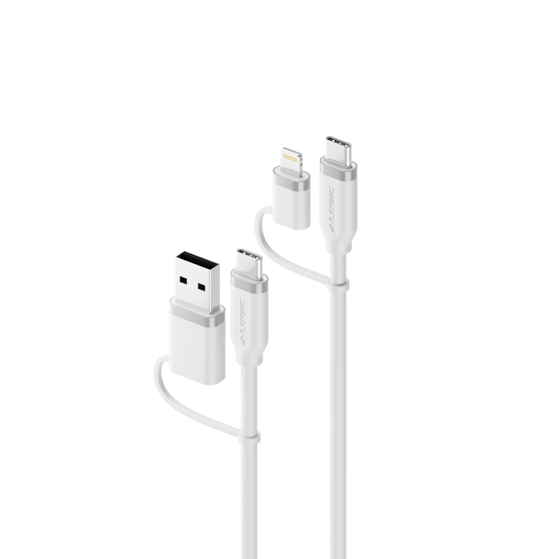 4-in-1 100W Silicone Flexible Universal Charging Cable 1.5m | USB-C, USB-A and Lightning