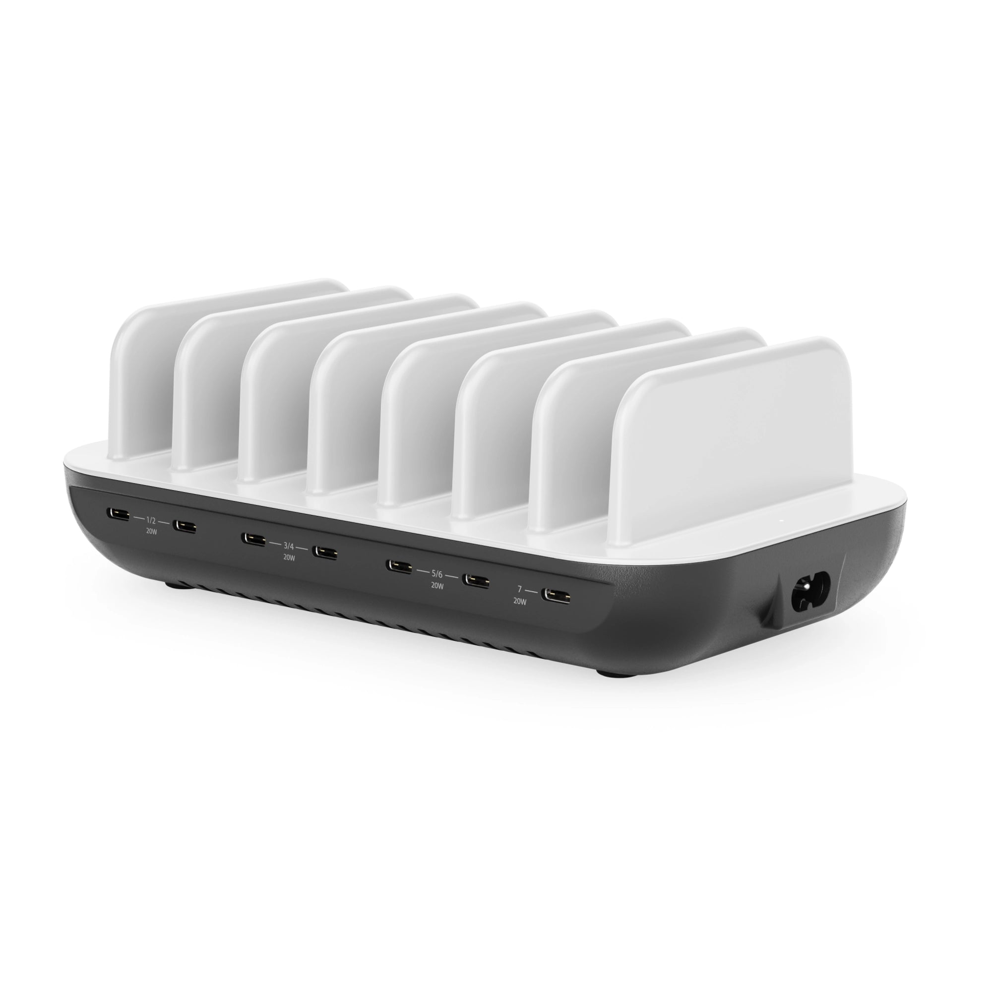 Powerfin 7 Port USB-C Desktop 80W Charging Station with USB-C Cables included