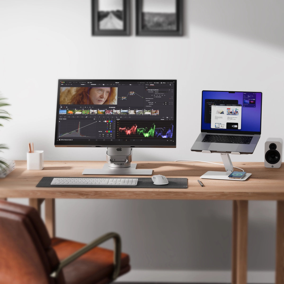Aspekt 27" Touch Ultimate Home Office Kit with Mac Mini Omni Fold Stand - Silver