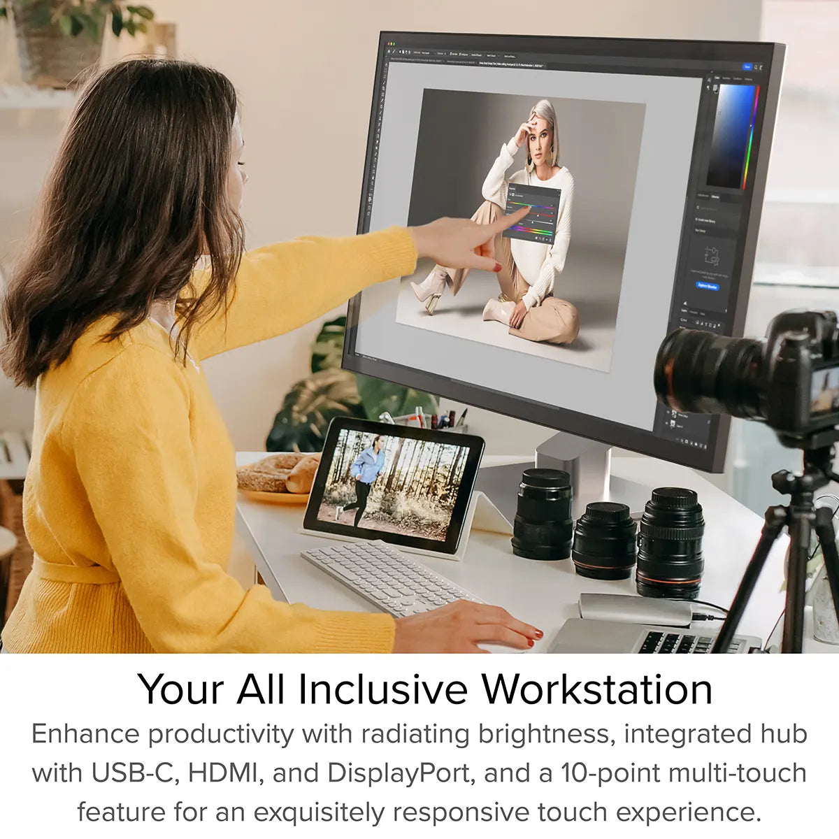 Clarity Max Touch 32" UHD 4K Monitor with USB-C Power Delivery, Webcam and Touch Screen (Pack of 2) + DX2 Dual 4K Display Universal Docking Station Ð with 65W Power Delivery