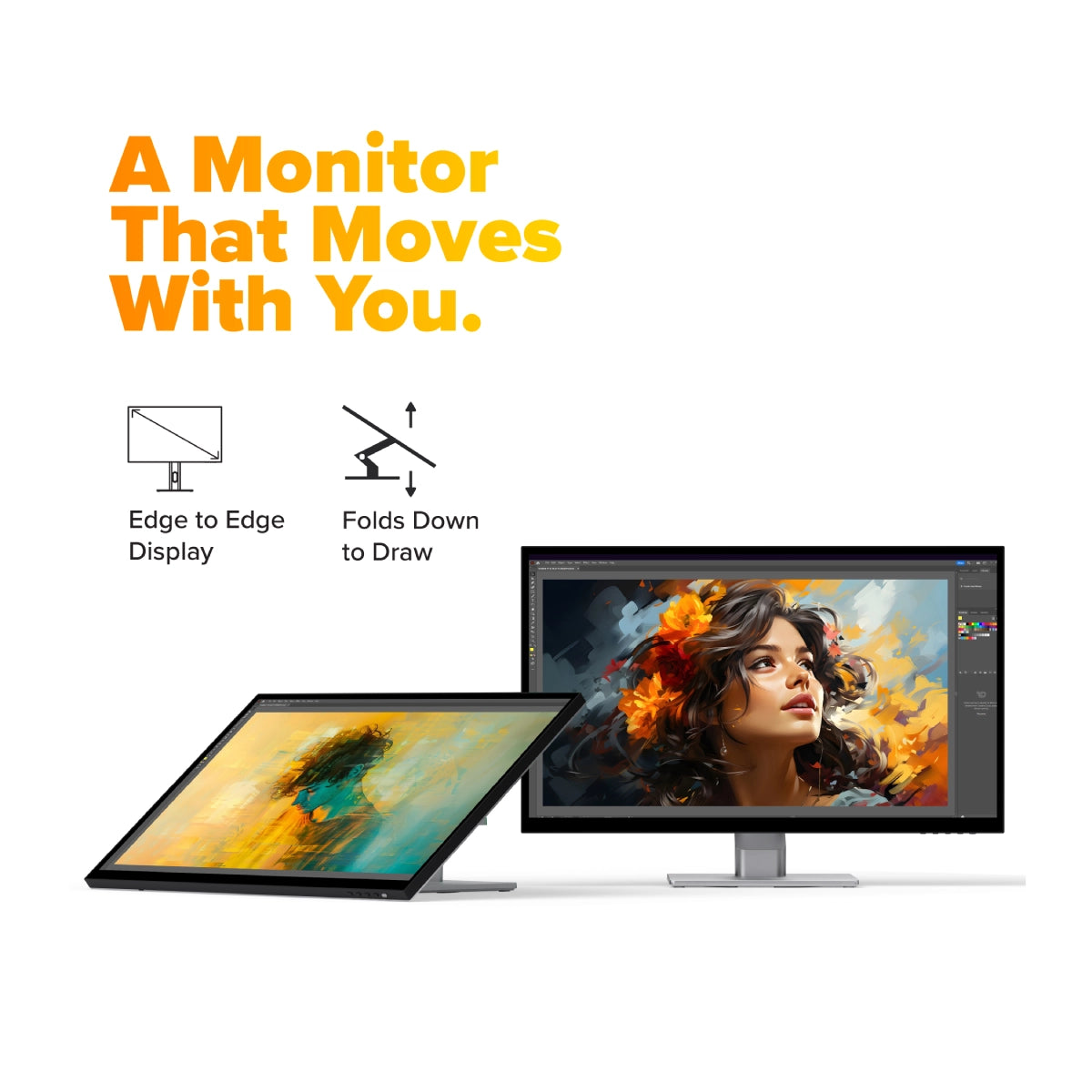 Clarity Fold Touch 27" 4K UHD Monitor with 65W Power Delivery, Webcam, Touchscreen & Fold Stand