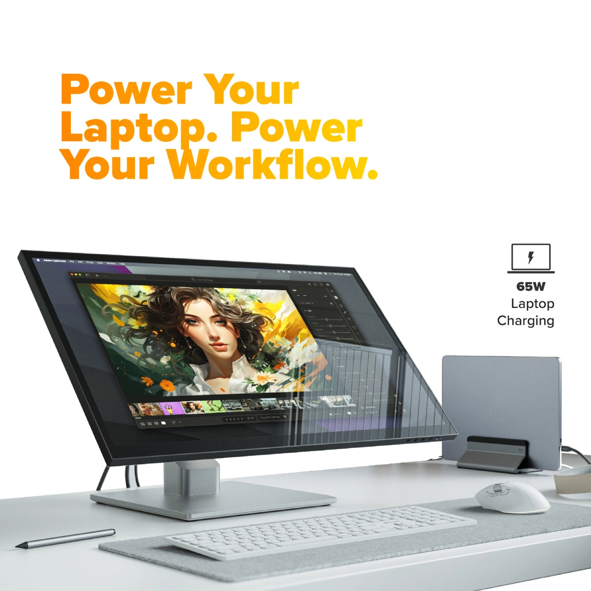Clarity Fold Touch 27" 4K UHD Monitor with 65W Power Delivery, Webcam, Touchscreen & Fold Stand