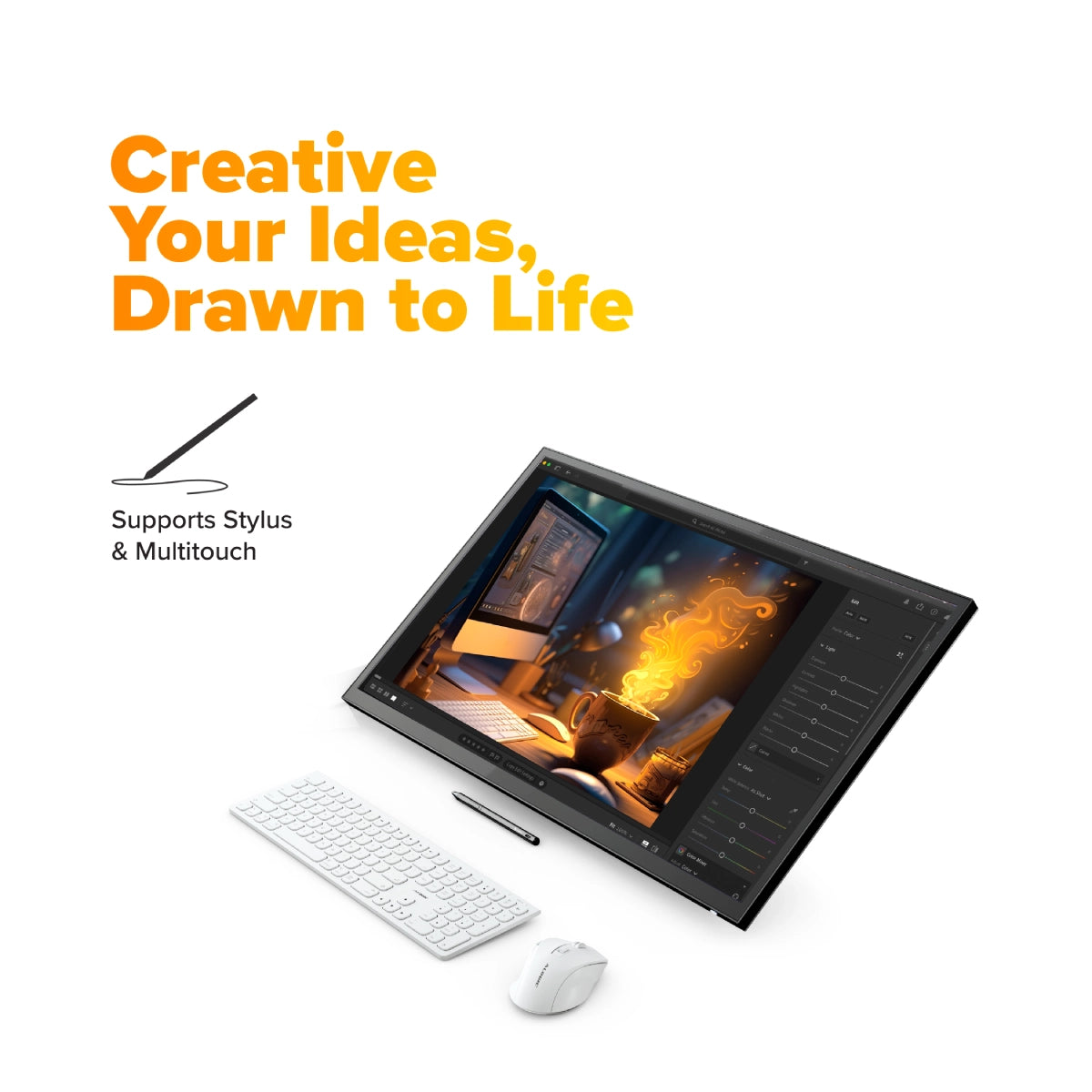 Clarity Fold Touch 27" 4K UHD Monitor with 65W Power Delivery, Webcam, Touchscreen & Fold Stand