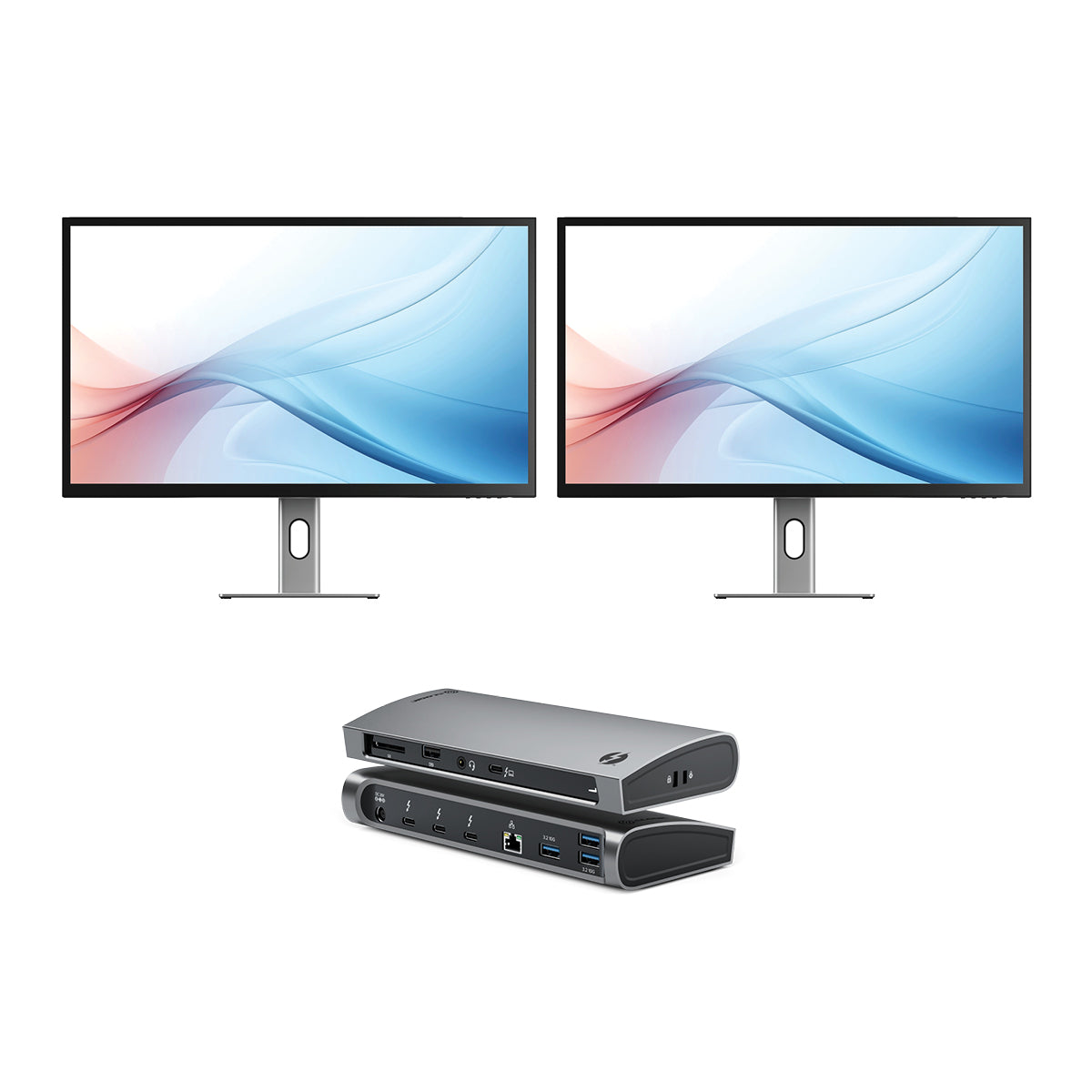 Clarity Max 32" UHD 4K Monitor with USB-C Power Delivery (Pack of 2) + Thunderbolt 4 BLAZE Docking Station