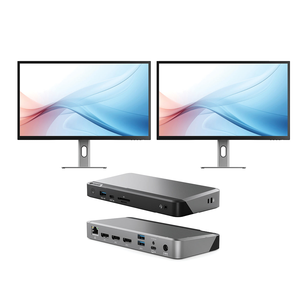 Clarity Max 32" UHD 4K Monitor with USB-C Power Delivery (Pack of 2) + DX2 Dual 4K Display Universal Docking Station Ð with 65W Power Delivery