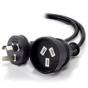 Aus 3 Pin Mains Power Extension Cable BLACK - Male to Female - 3m