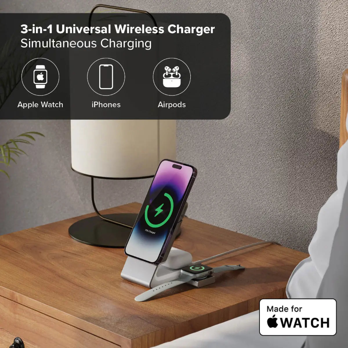 Matrix 3-In-1 Universal Magnetic Charging Dock with Apple Watch Charger