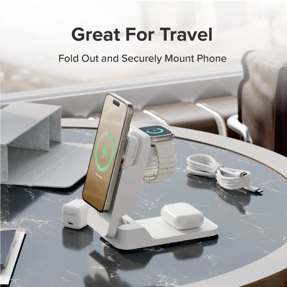 Matrix Ultimate 3-in-1 Wireless Charger with 5,000mAh MagSafe Power Bank - Global Edition