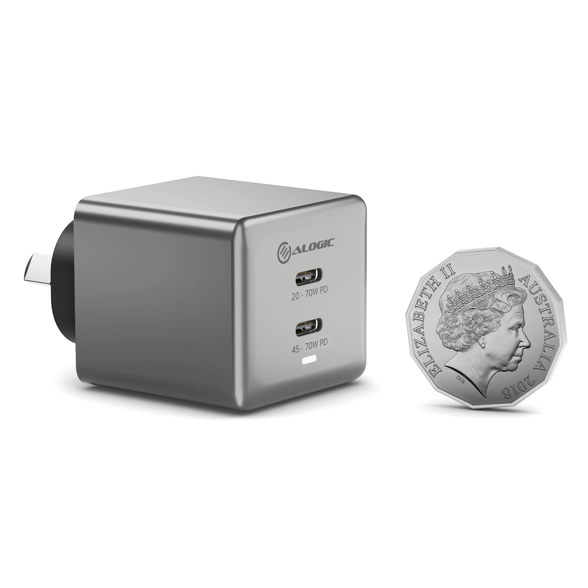 ALOGIC Rapid Power 45W Cube GaN Charger - Dual USB-C